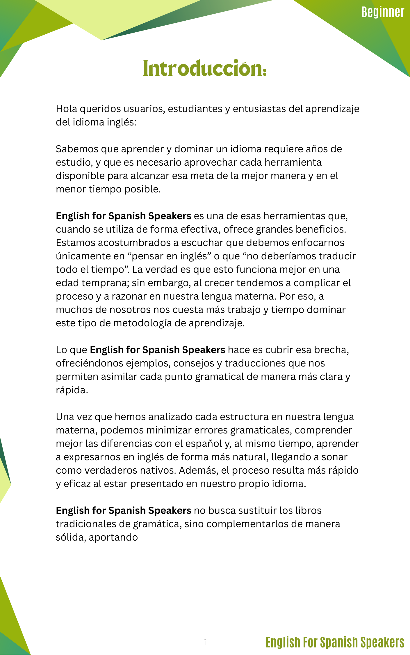 English for Spanish Speakers 1 Beginner