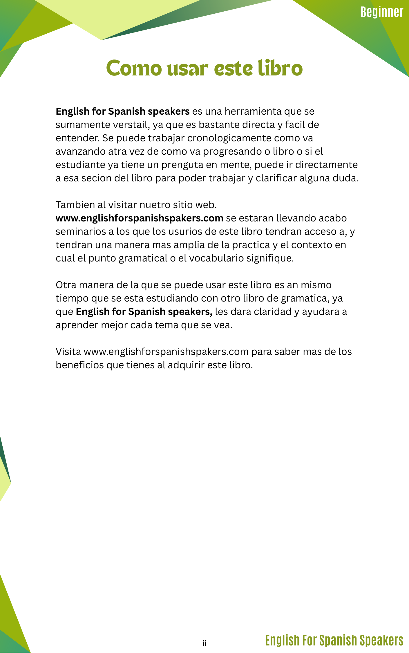 English for Spanish Speakers 1 Beginner